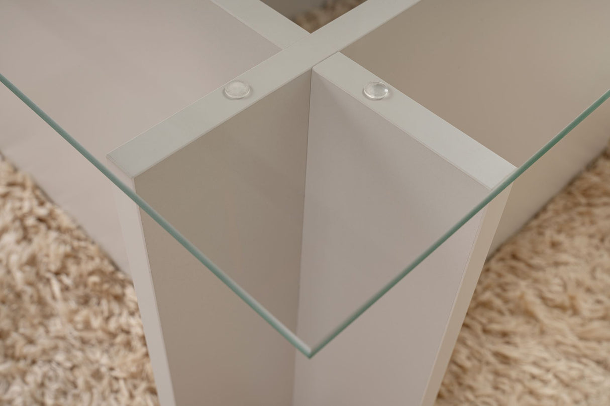 Table basse moderne rectangulaire Vetroni gris - Verre - 105x65 cm 