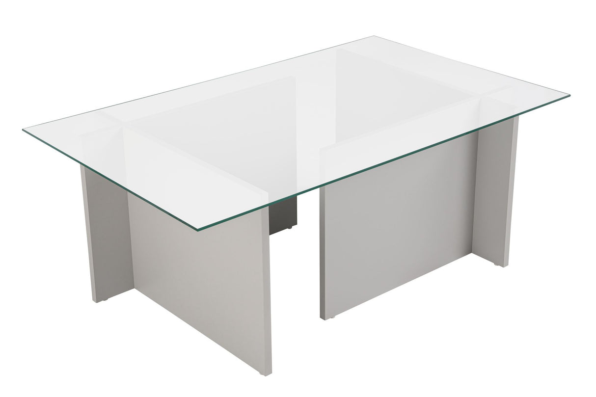 Table basse moderne rectangulaire Vetroni gris - Verre - 105x65 cm 