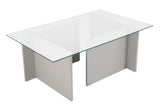 Table basse moderne rectangulaire Vetroni gris - Verre - 105x65 cm 