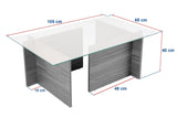 Table basse moderne rectangulaire Vetroni gris - Verre - 105x65 cm 