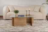 Table basse moderne rectangulaire aspect chêne miel - Verre - 105x65 cm 