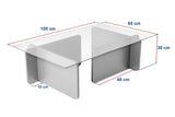 Table basse en mélamine de pin atlantique verre opale 105x65x30 cm 