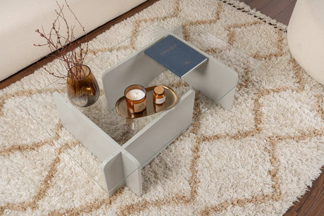 Table basse Gris Mélamine Verre Opal 105x65x30 cm 