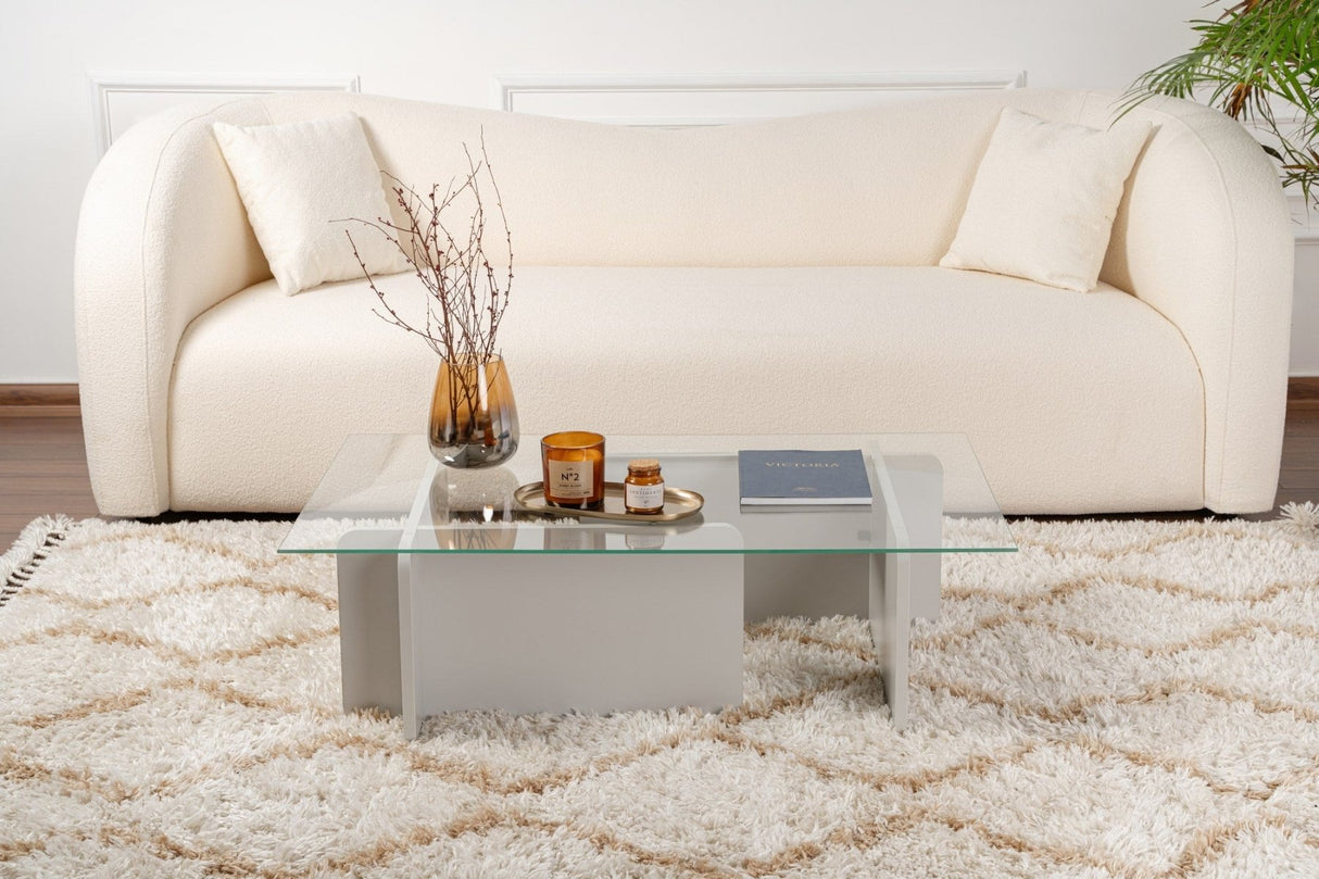 Table basse Gris Mélamine Verre Opal 105x65x30 cm 