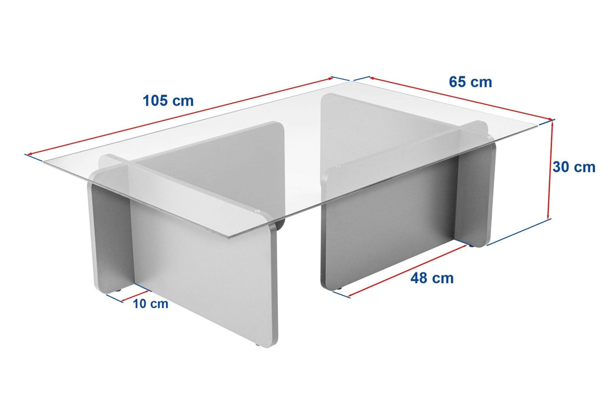 Table basse Gris Mélamine Verre Opal 105x65x30 cm 