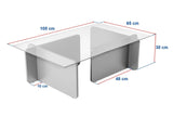 Table basse Gris Mélamine Verre Opal 105x65x30 cm 