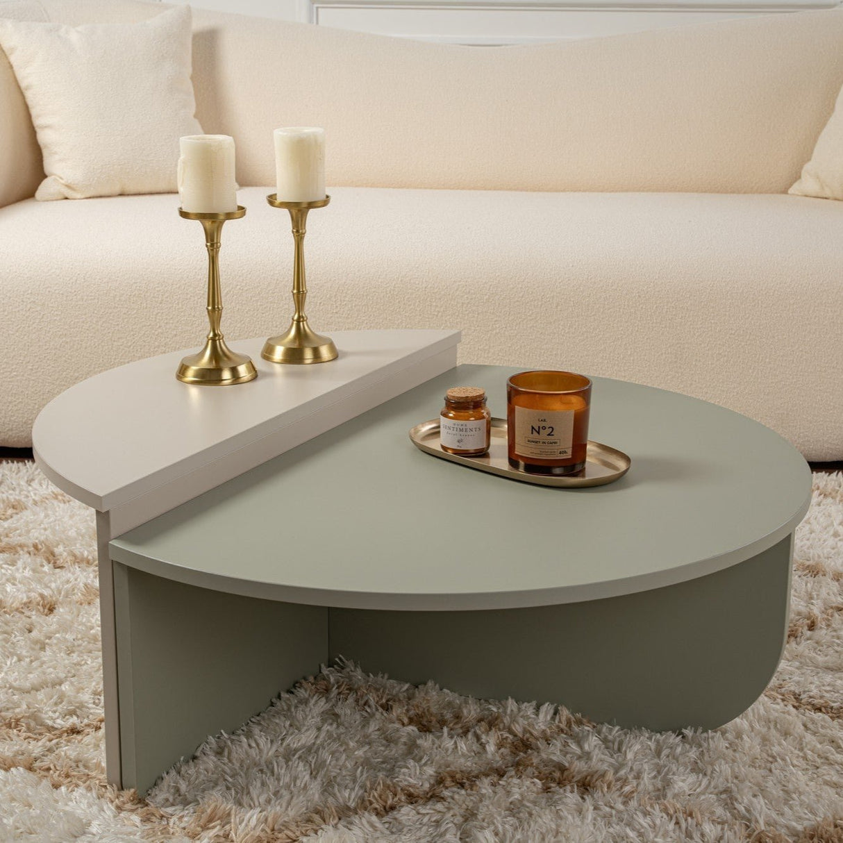 Table basse ronde As vert mélamine 90 cm Orin 