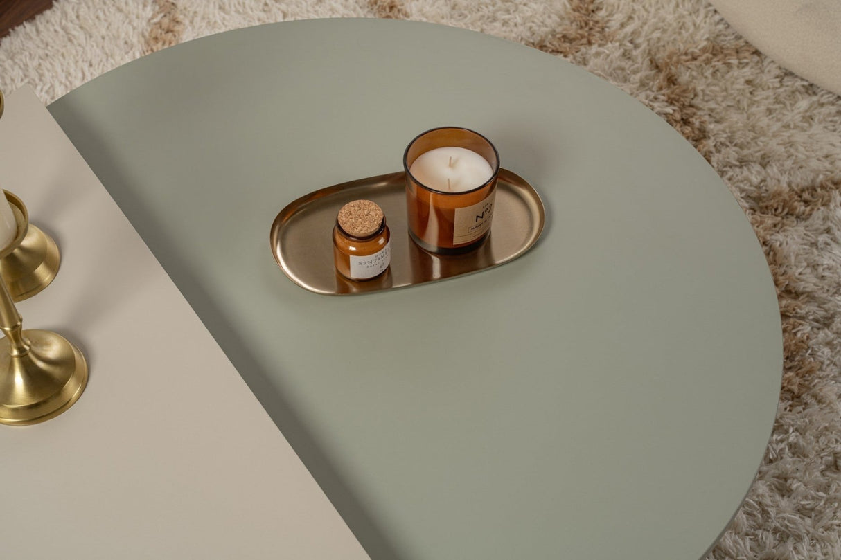 Table basse ronde As vert mélamine 90 cm Orin 