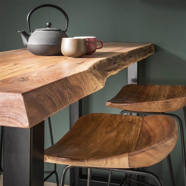 Industriële Barkruk Acaciahout Elly - Zithoogte 71 cm - Zonder Rugleuning