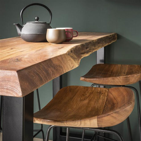 Tabouret de bar industriel en bois d'acacia Elly - Hauteur d'assise 71 cm - Sans dossier 