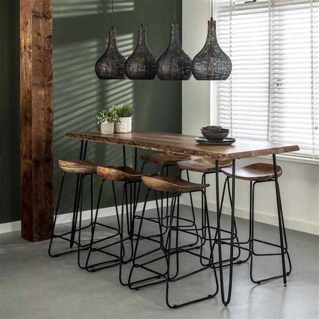 Industriële Barkruk Acaciahout Elly - Zithoogte 71 cm - Zonder Rugleuning