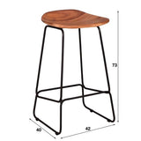 Tabouret de bar industriel bois d'acacia Elly ensemble de 4