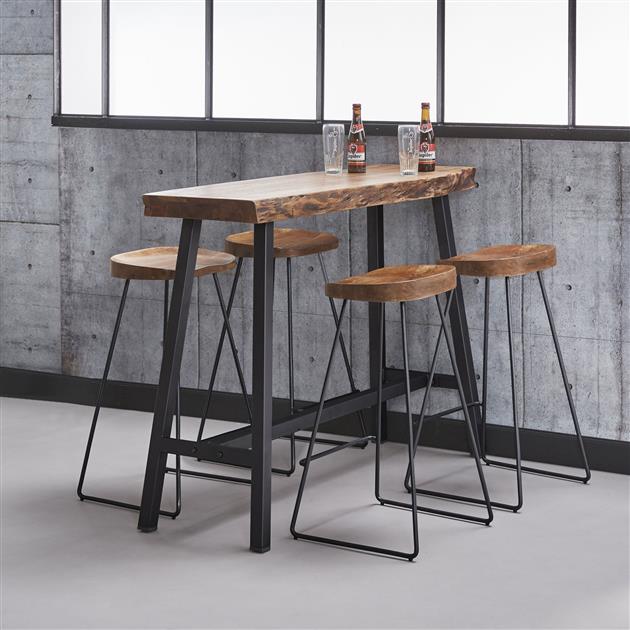 Tabouret de bar Lenn bois d'acacia Set de 4