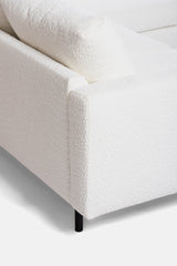 Sofa d'angle à 3 places chaise longue Giselle bouclé blanc