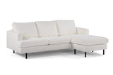 Sofa d'angle à 3 places chaise longue Giselle bouclé blanc