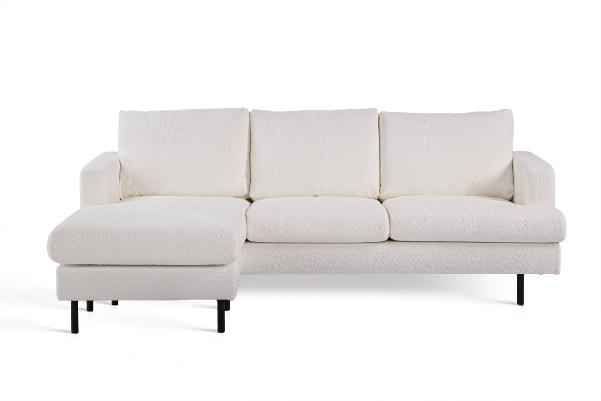 Sofa d'angle à 3 places chaise longue giselle bouclé blanc