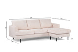 Canapé d'angle à 3 places chaise longue gioia ribstof beige