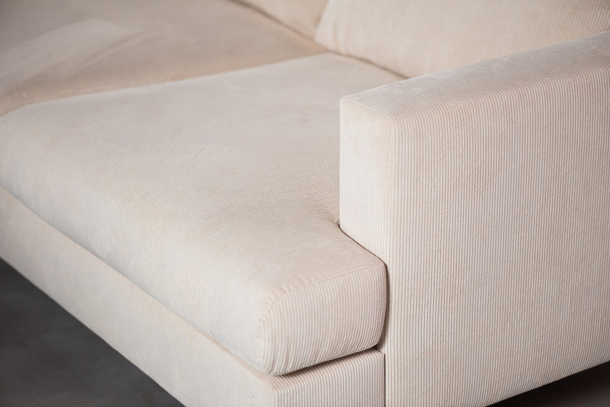 Canapé d'angle à 3 places chaise longue Gioia ribstof beige