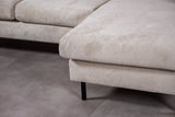 3-zits hoekbank chaise longue Loren ribstof beige