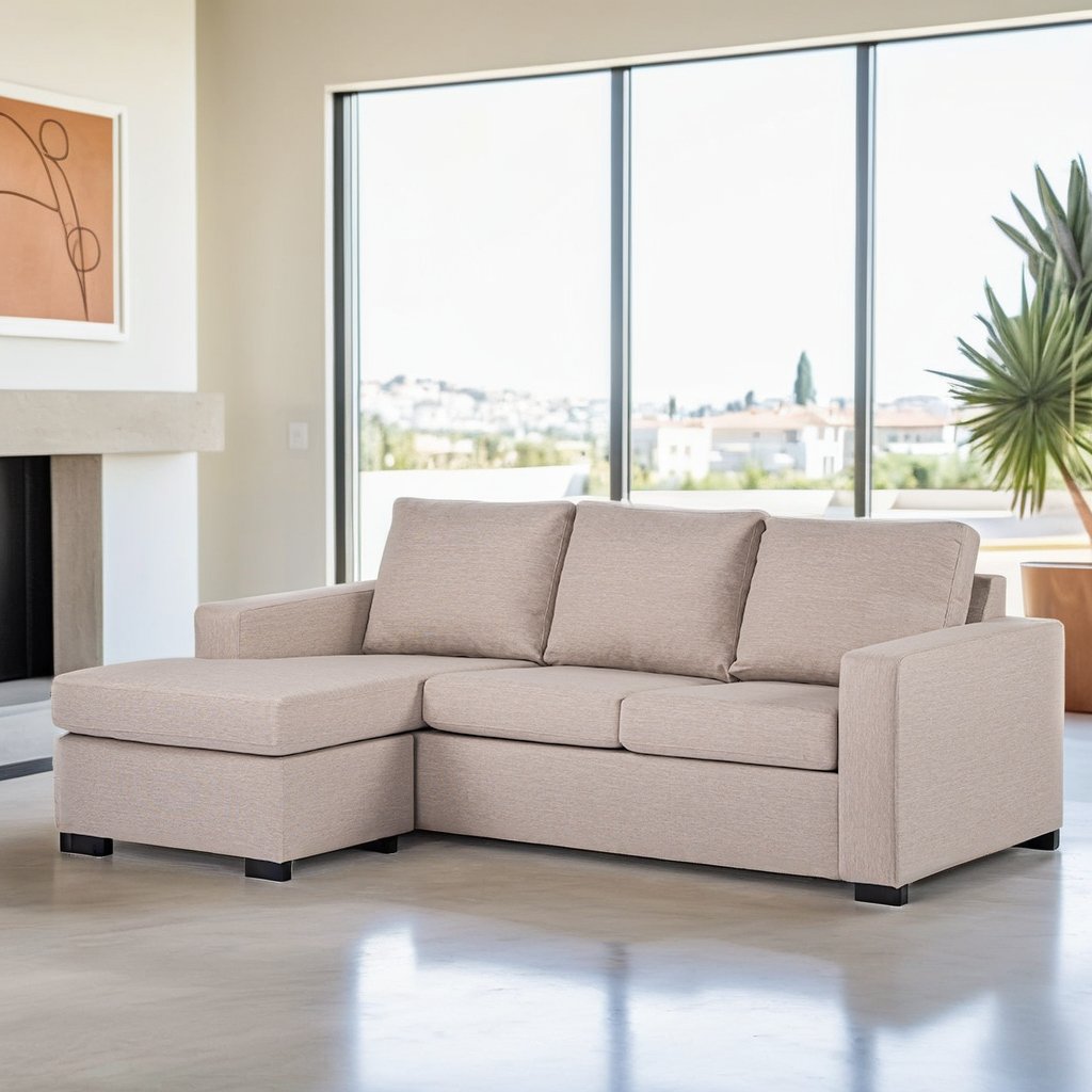 Sofa d'angle à 3 places chaise longue Lima beige