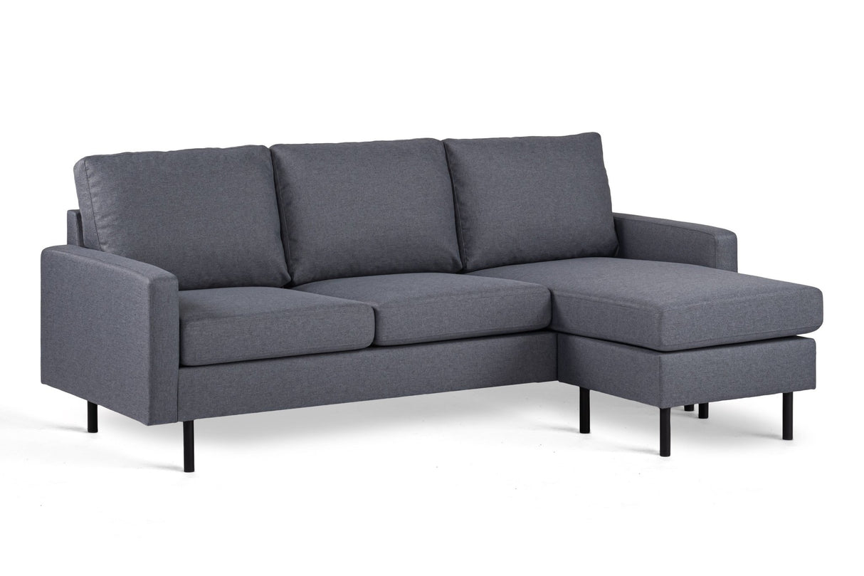 3-zits hoekbank chaise longue Riven donkergrijs