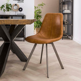 Set van 4 Eetkamerstoelen Siena Saddle PU bruin