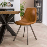 Chaise de salle à manger industrielle Benjie Ensemble en cuir artificiel de 4