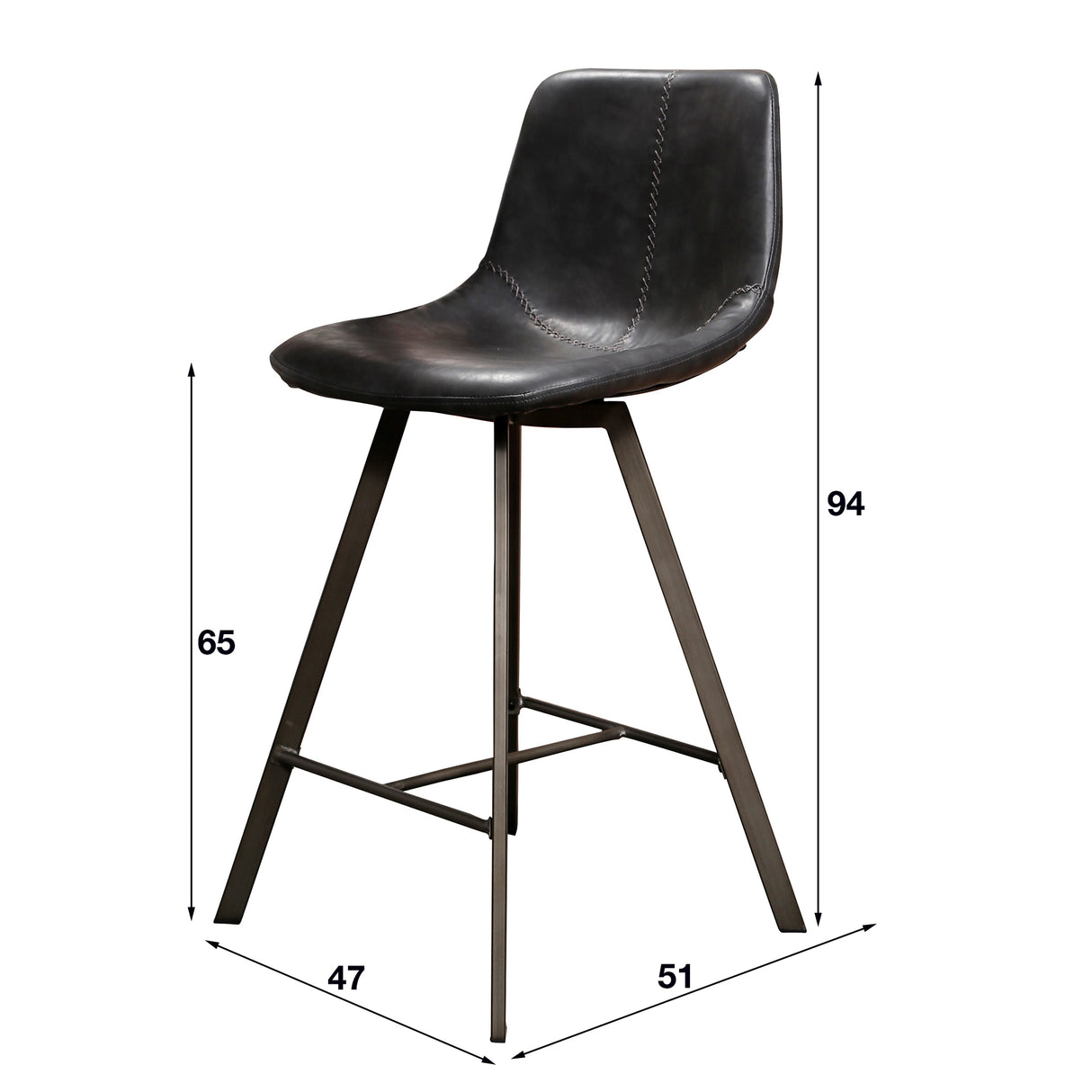 Tabouret de bar industriel Benjie en simili cuir ensemble de 4