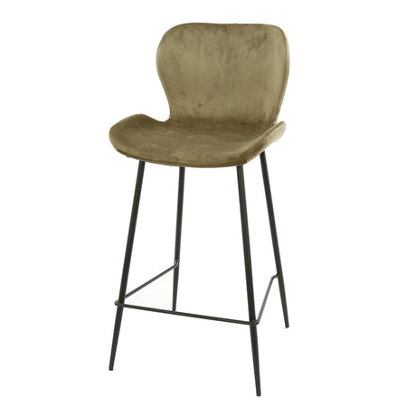 Tabouret de bar moderne en velours champagne sans accoudoirs Argo 