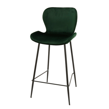 Tabouret de bar moderne en velours vert sans accoudoirs Argo 