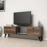 Meubles de télévision Serenat Walnut Black Mélamine 138x42.6x29,5 cm