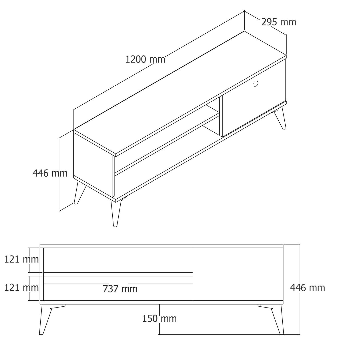 Meubles de télévision rétro 1562 Oak Mélamine 120x44.6x cm