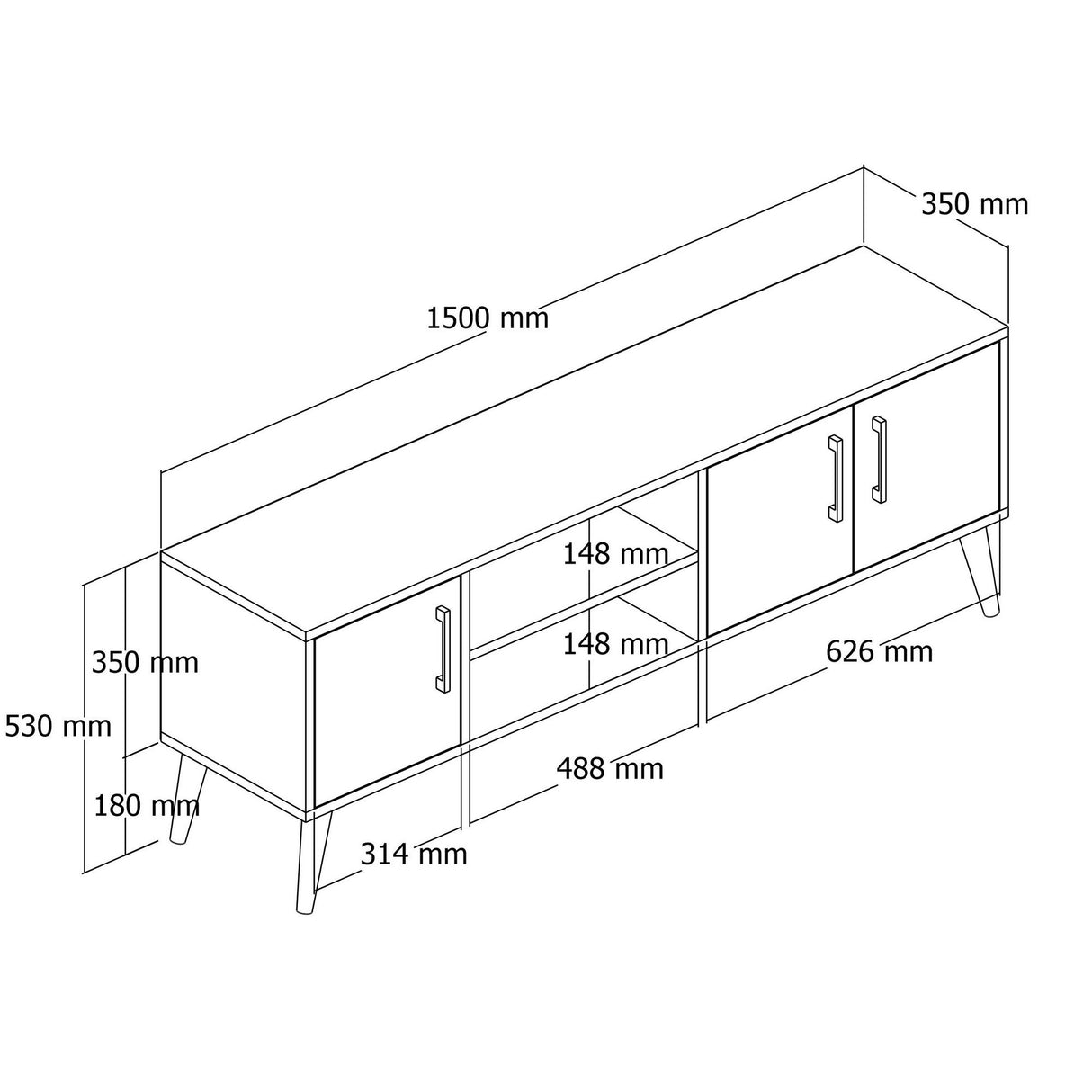 TV Meubel Exxen Eik Melamine 150x52x34 cm