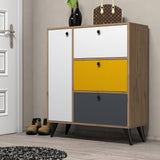 Chaussure armoire Bella chêne blanc jaune anthracite mélamine 90x105x35 cm