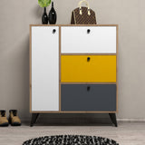 Chaussure armoire Bella chêne blanc jaune anthracite mélamine 90x105x35 cm