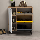 Chaussure armoire Bella chêne blanc jaune anthracite mélamine 90x105x35 cm