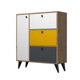 Chaussure armoire Bella chêne blanc jaune anthracite mélamine 90x105x35 cm