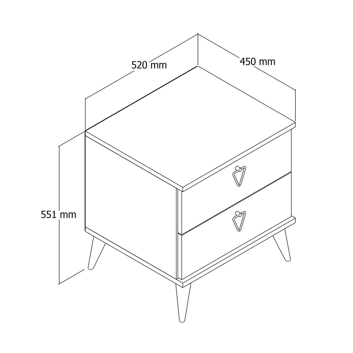 Table de chevet versa chêne blanc mélamine 52x55.1x45 cm