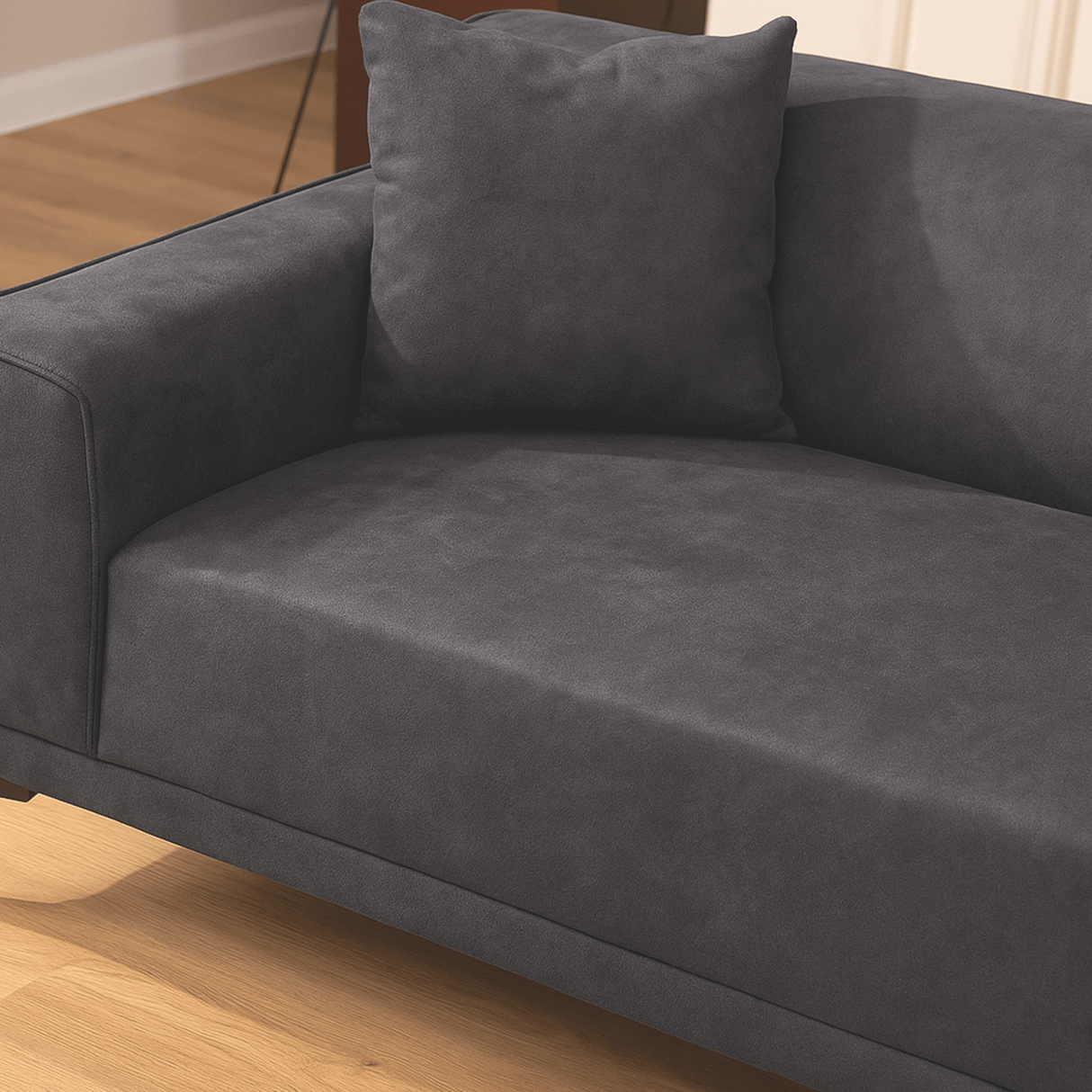 Canapé 3 places Davidson Anthracite Tissu Microfibre 