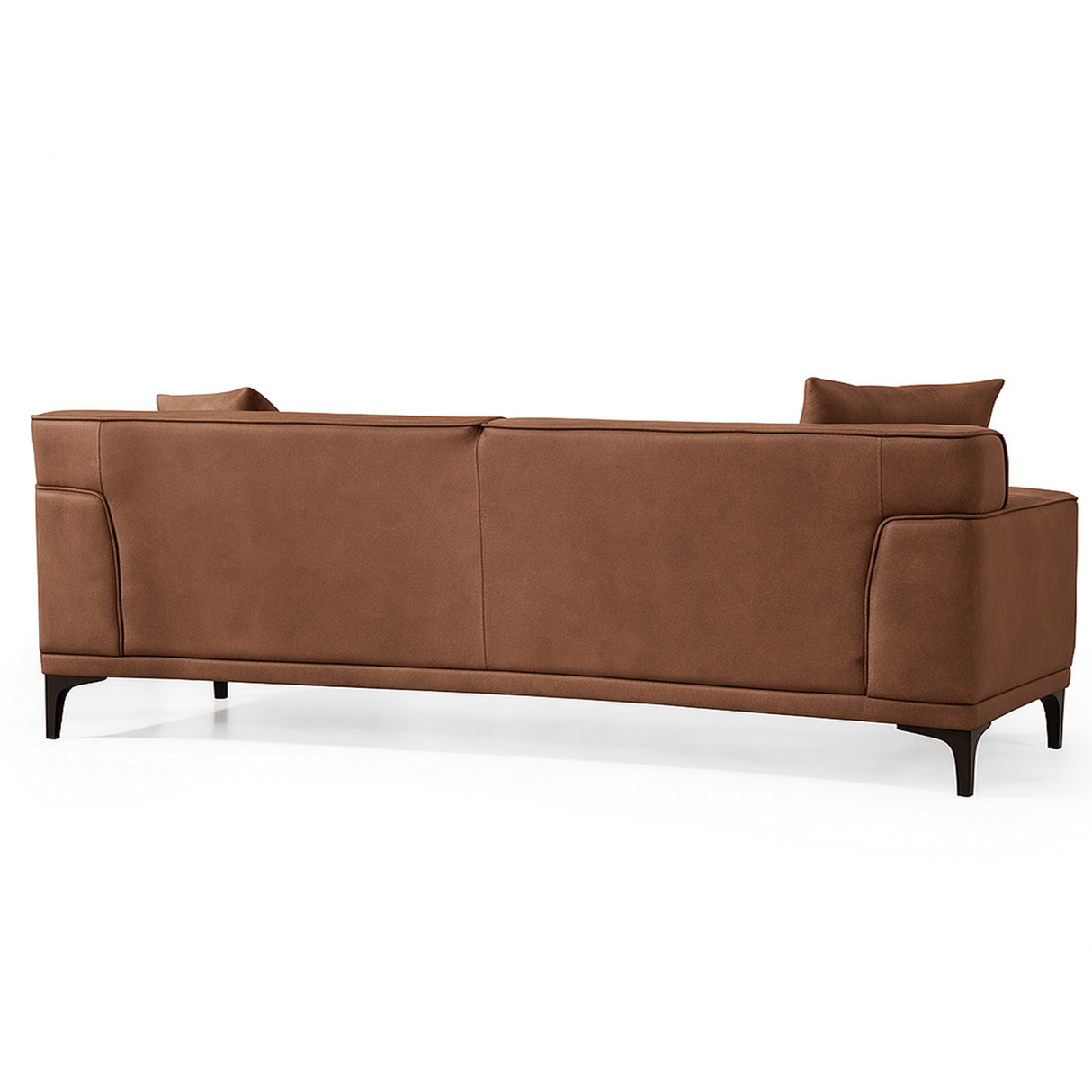 Canapé 3 places Davidson Cognac en tissu microfibre 