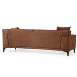 Canapé 3 places Davidson Cognac en tissu microfibre 