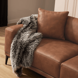 Canapé 3 places Davidson Cognac en tissu microfibre 
