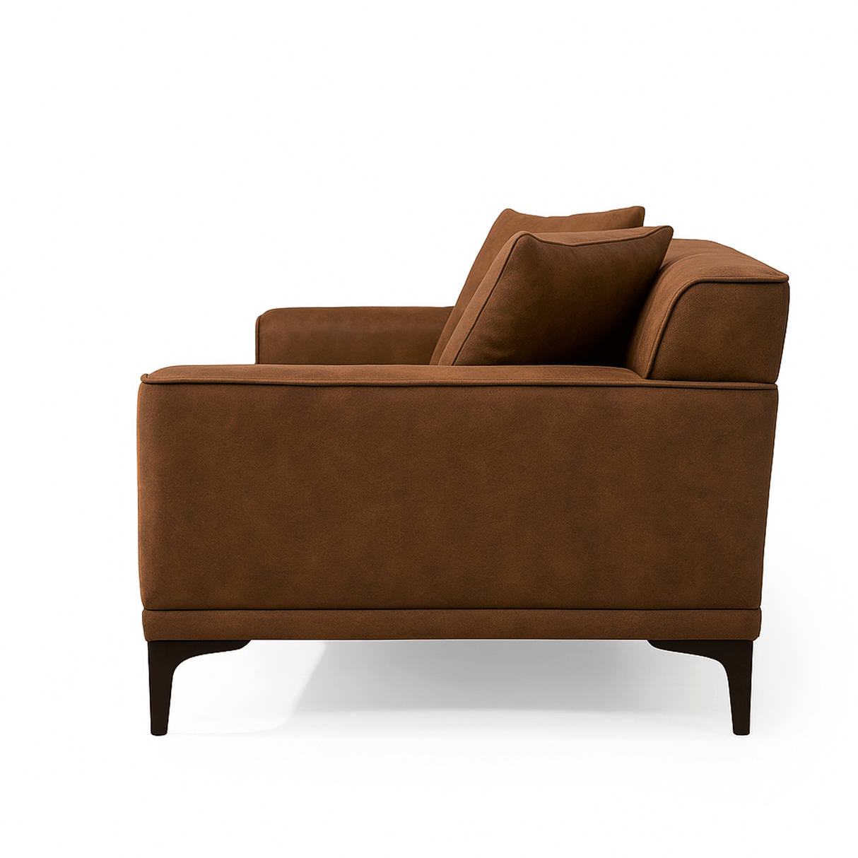 Canapé 3 places Davidson Cognac en tissu microfibre 
