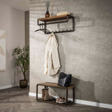 Porte-manteaux Arlo barre et planche à chapeaux 8 crochets Drift marron 