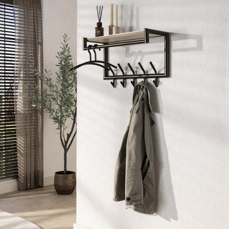 Panneau de porte-manteaux Travertine 2x5 crochets 65 cm en mélamine 