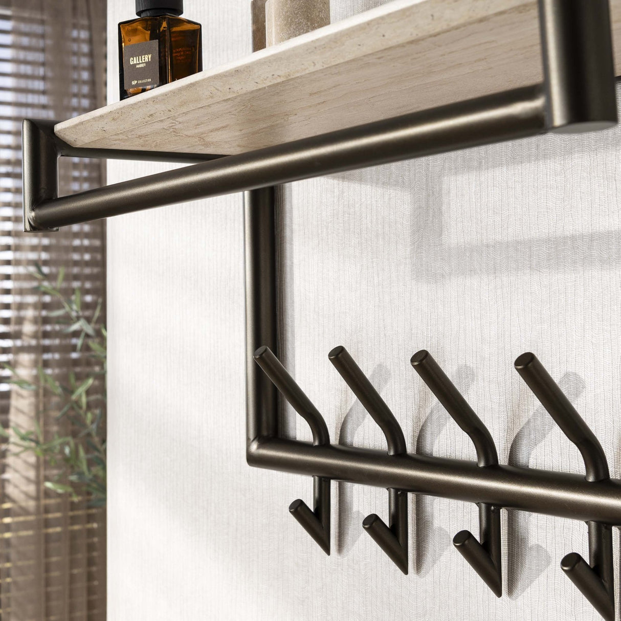 Panneau de porte-manteaux Travertine 2x5 crochets 65 cm en mélamine 