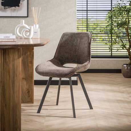 Set van 4 draaibare eetkamerstoelen Silos chenille taupe