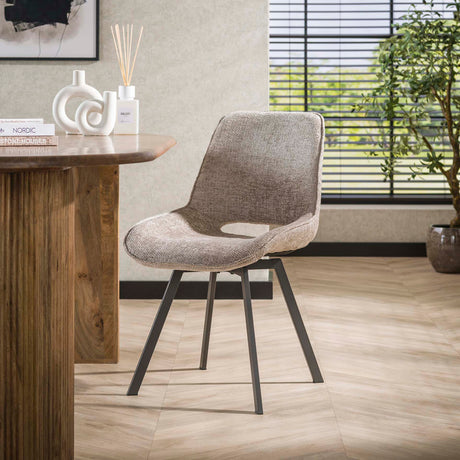 Ensemble de 4 chaises de salle à manger pivotantes Silos en chenille beige 