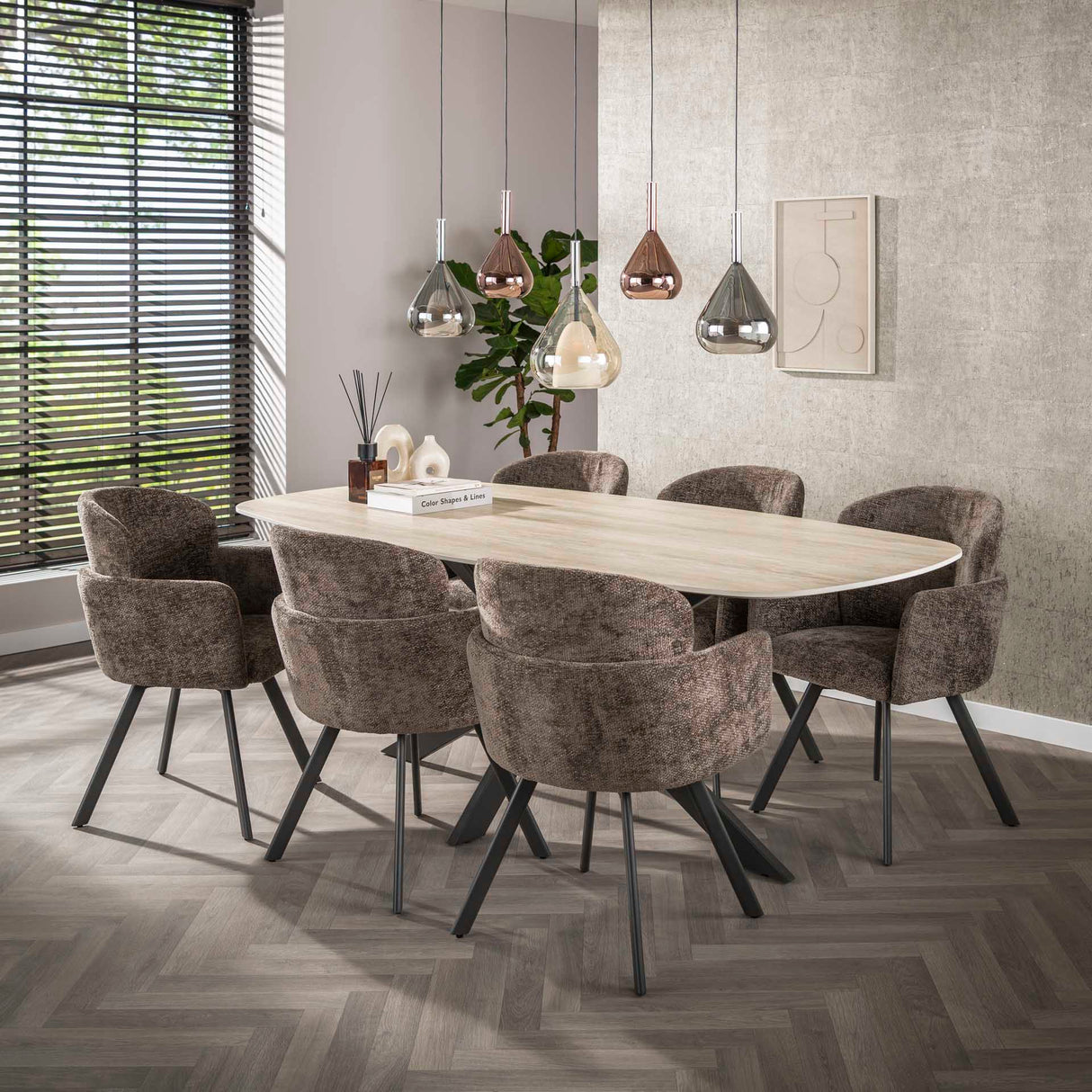 Set van 2 Moderne eetkamerstoelen Luma Hoven Rich Taupe