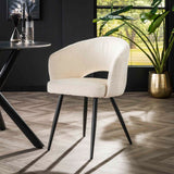 Chaise de salle à manger moderne blanche Cargo Bouclé en tissu 